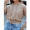 Béžová crop mikina s kapucňou TRENDHOOD