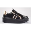 Kožené čierno-zlaté sneakersy na platforme