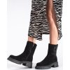 Čierne dámske členkové topánky na hrubej podrážke