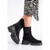 Čierne dámske členkové topánky na hrubej podrážke