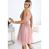Svetloružové tylové krátke šaty OLGA