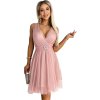 Svetloružové tylové krátke šaty OLGA