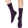 Tmavofialové detské nekompresné merino ponožky Art.130 (Veľkosť 26/28)