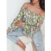 Zelená vzorovaná blúzka so spadnutými ramenami SPRIAN