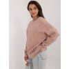 Svetloružový dámsky sveter s okrúhlym výstrihom