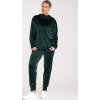 Tmavozelená velúrová mikina
