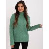 Pistáciový vrkôčikový sveter s rolákom (Veľkosť ONE SIZE)
