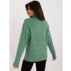 Pistáciový vrkôčikový sveter s rolákom (Veľkosť ONE SIZE)