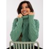 Pistáciový vrkôčikový sveter s rolákom (Veľkosť ONE SIZE)