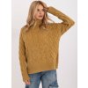 Olivový vrkôčikový sveter s rolákom