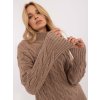 Tmavobéžový vrkôčikový sveter s rolákom