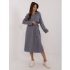 Tmavosivé dámske midi šaty s rozparkom