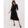 Čierne dámske midi šaty s rozparkom