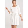 Smotanové púzdrové šaty s 3/4 rukávom
