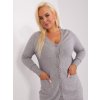 Sivý dlhší sveter na gombíky s výstrihom do V