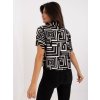 Čierna dámska košeľa s krátkym rukávom a geometrickým vzorom