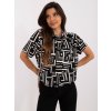 Čierna dámska košeľa s krátkym rukávom a geometrickým vzorom
