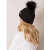 Čierna dámska čiapka s brmbolcom