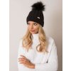 Čierna dámska čiapka s brmbolcom