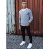 Svetlosivý pánsky sveter s výstrihom do V