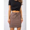 Hnedá dámska sukňa s vreckami a šnúrkou