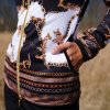Dámska bielo-čierna luxusná celozapínacia mikina so vzormi