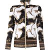 Dámska bielo-čierna luxusná celozapínacia mikina so vzormi