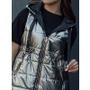 Lesklá tmavosivá dámska prešívaná vesta PIXIECODE