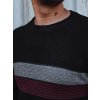 Pánsky čierny sveter s pruhmi na hrudi