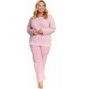 Svetloružové dámske pyžamo s kvetinovou potlačou