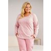 Svetloružové dámske pyžamo s kvetinovou potlačou