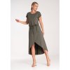 Dámske olivové ležérne viskózové šaty