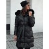 Čierna dámska dlhá prešívaná zimná bunda s kožúškom STYLOWQ