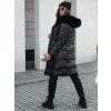 Čierna dámska dlhá prešívaná zimná bunda s kožúškom STYLOWQ