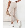 Dámske smotanové rebrované cargo nohavice CHICCORD
