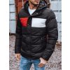 Čierna pánska zimná prešívaná bunda s pruhom