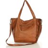 MARCO MAZZINI Svetlohnedá priestranná kožená shopper kabelka (Veľkosť ONE SIZE)