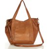 MARCO MAZZINI Svetlohnedá priestranná kožená shopper kabelka (Veľkosť ONE SIZE)