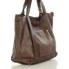 MARCO MAZZINI Tmavohnedá priestranná kožená shopper kabelka