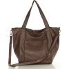 MARCO MAZZINI Tmavohnedá priestranná kožená shopper kabelka