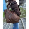 MARCO MAZZINI Tmavohnedá priestranná kožená shopper kabelka