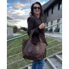 MARCO MAZZINI Tmavohnedá priestranná kožená shopper kabelka