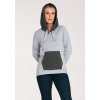 Dámska sivá mikina s tmavosivou kapucňou a vreckom