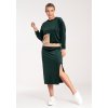 Dámsky tmavozelený velúrový set mikiny a sukne