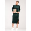 Dámsky tmavozelený velúrový set mikiny a sukne