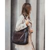 MARCO MAZZINI Tmavo hnedá dámska kožená shopper kabelka (Veľkosť ONE SIZE)