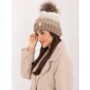 Béžová dámska zimná čiapka s brmbolcom