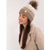 Béžová dámska zimná čiapka s brmbolcom