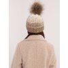 Béžová dámska zimná čiapka s brmbolcom
