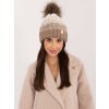 Béžová dámska zimná čiapka s brmbolcom